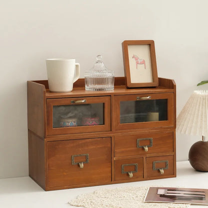 Vintage Solid Wood Desktop Organizer