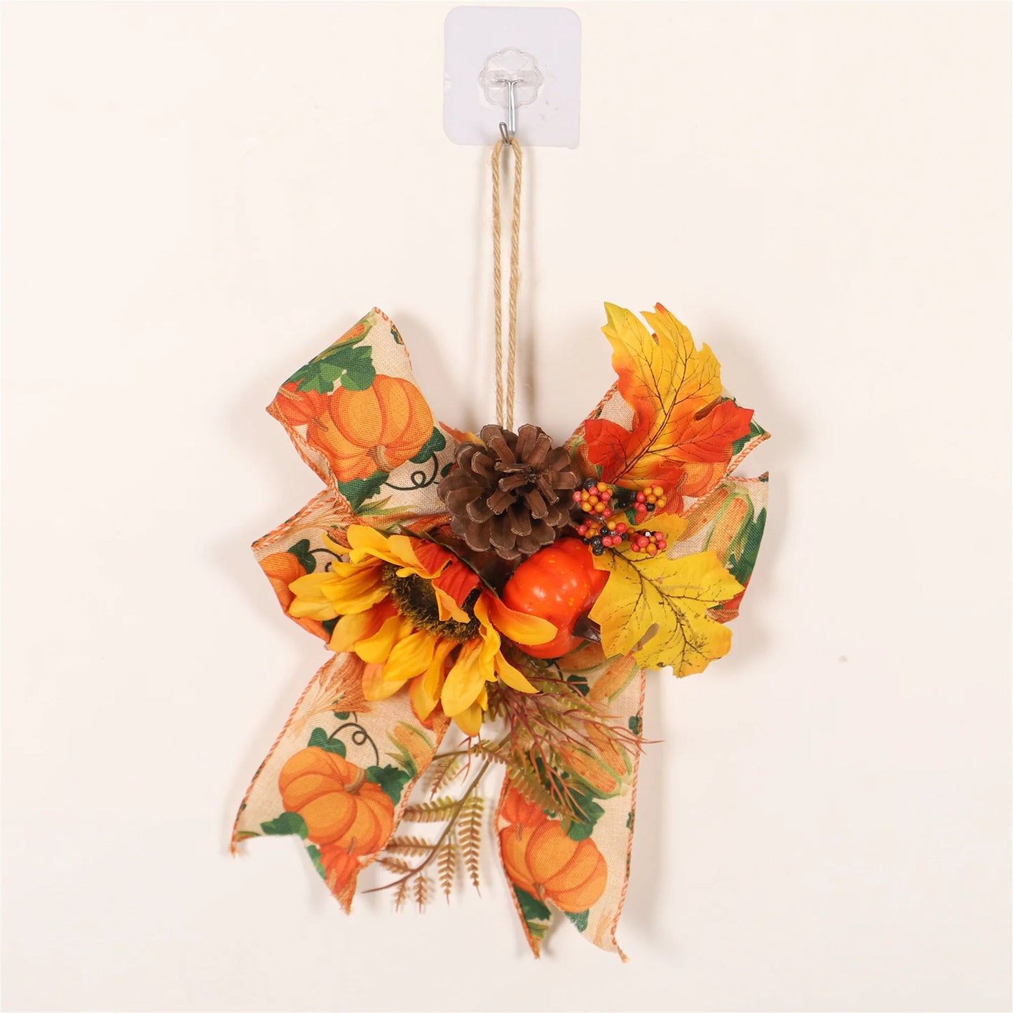 Pumpkin Maple Leaves Door Hanger for Home Holiday Fall Party Decor