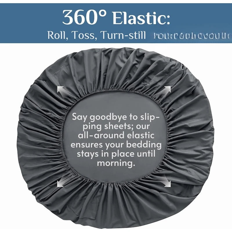 Dark Grey Queen Sheets Set, 14 " Deep Pockets