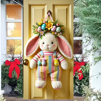 1PC, 2D Easter Bunny and Egg Wreath door cover