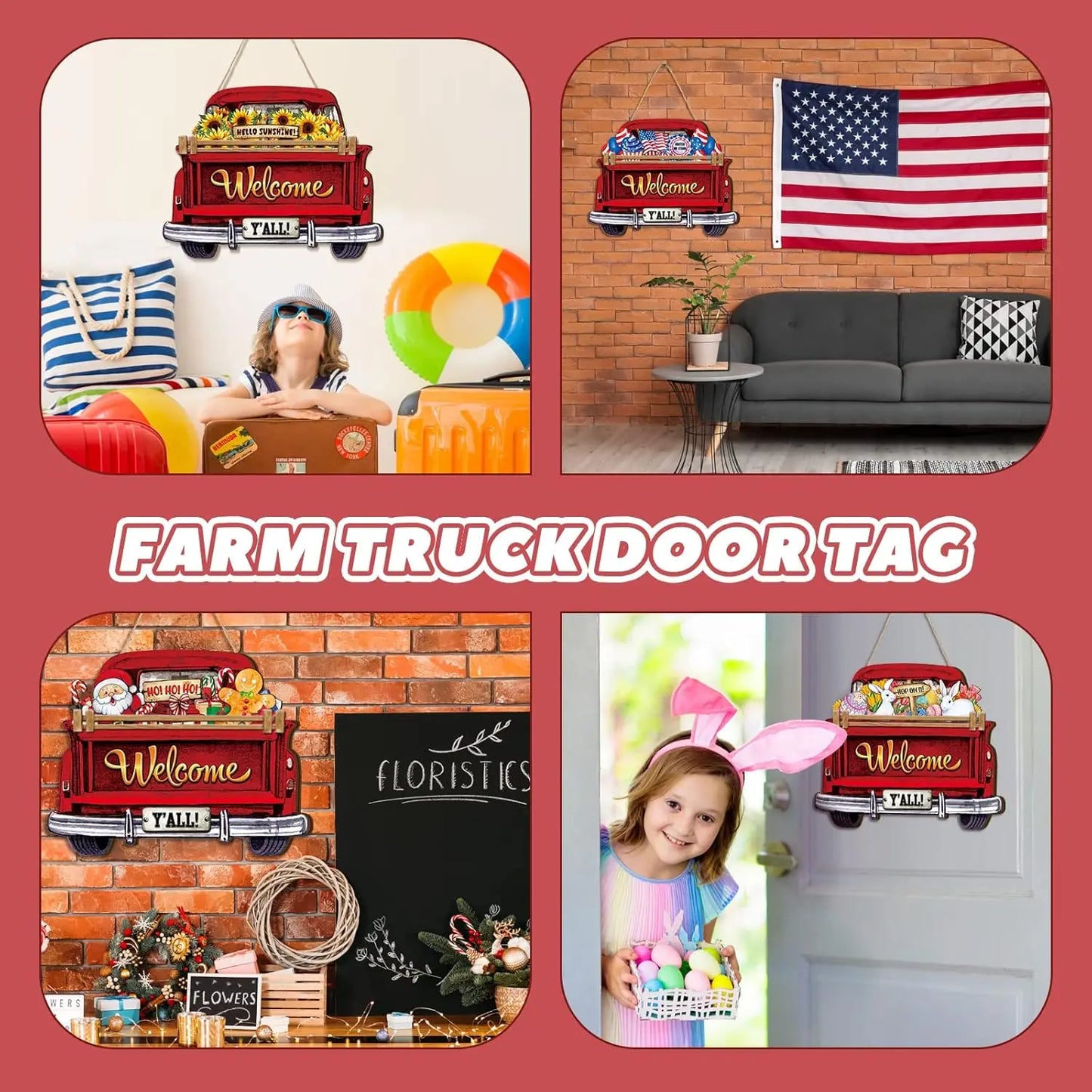 Interchangeable Welcome Sign with 12 Holiday Icons