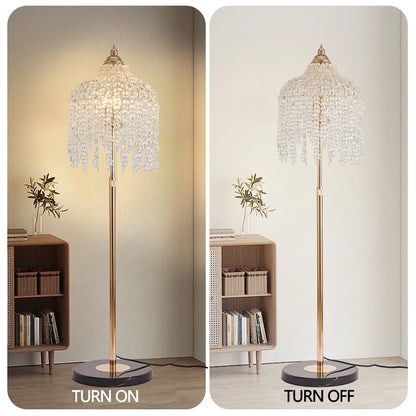 3-Light Elegant Crystal Floor Lamp Vintage Waterfall Design