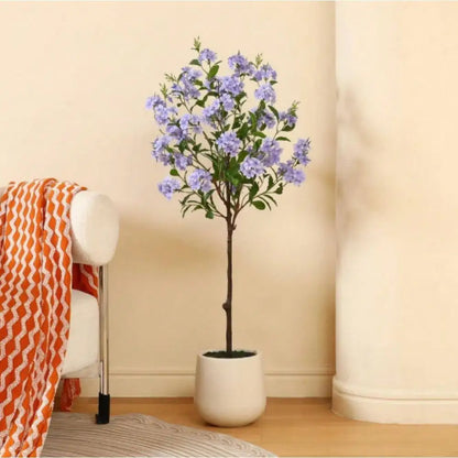 Blue Snowflake Tree with Oval White Pot