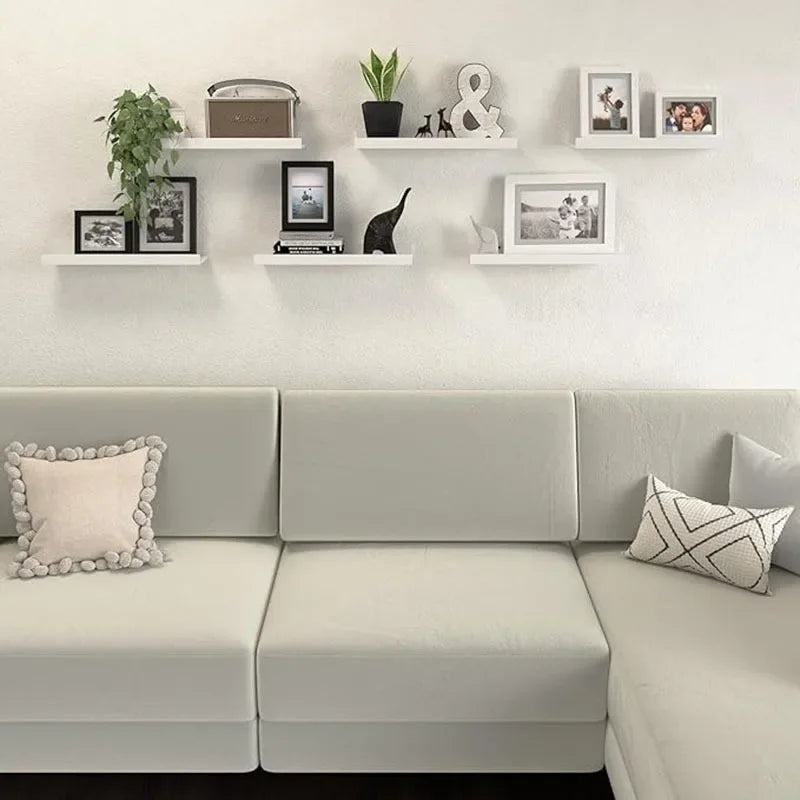 6 piece wall hanging solid wood display shelves