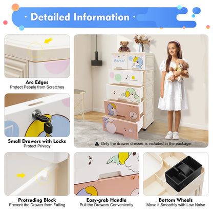 Adorable 6 Drawer PP Dresser Chest Bedroom Storage Organizer