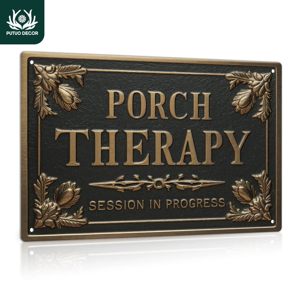 PORCH THERAPY Vintage Metal Tin Sign