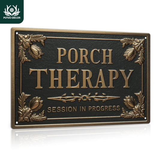 PORCH THERAPY Vintage Metal Tin Sign