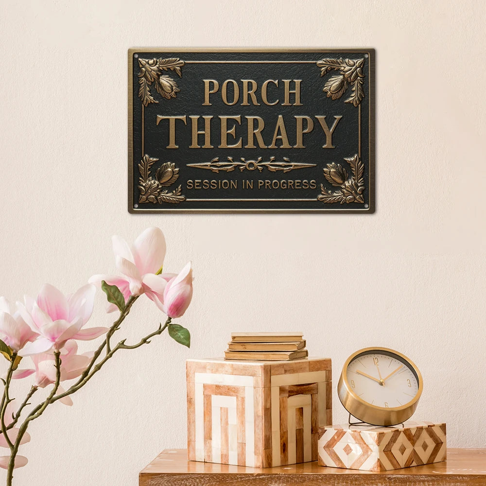 PORCH THERAPY Vintage Metal Tin Sign