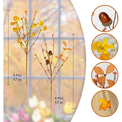 Artificial Fall Flowers 12 Pack Fall Floral Picks 17"