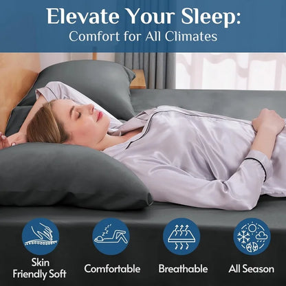 Dark Grey Queen Sheets Set, 14 " Deep Pockets