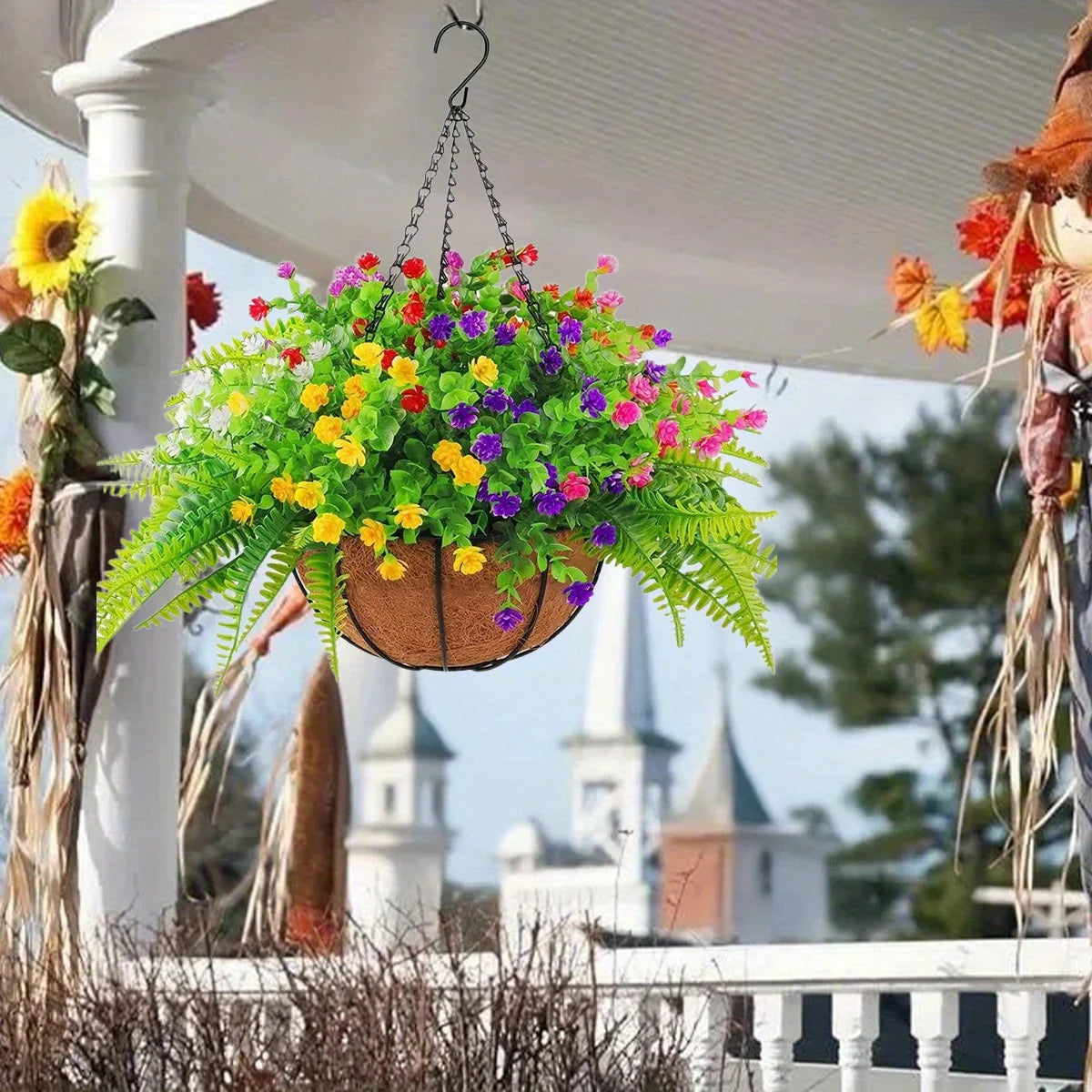 1/ 2/ 3 Pack Outdoor Artificial Faux Hanging Flowers Basket