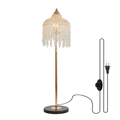 3-Light Elegant Crystal Floor Lamp Vintage Waterfall Design