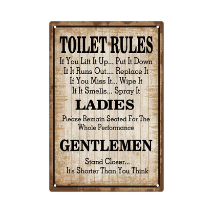 Toilet Rules Metal Tin Sign Vintage Plaque