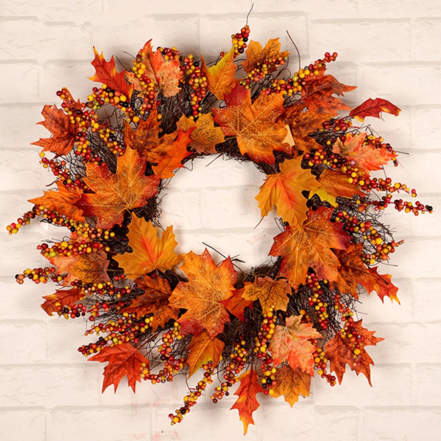 Berries Maple Leaf Wreath Decor