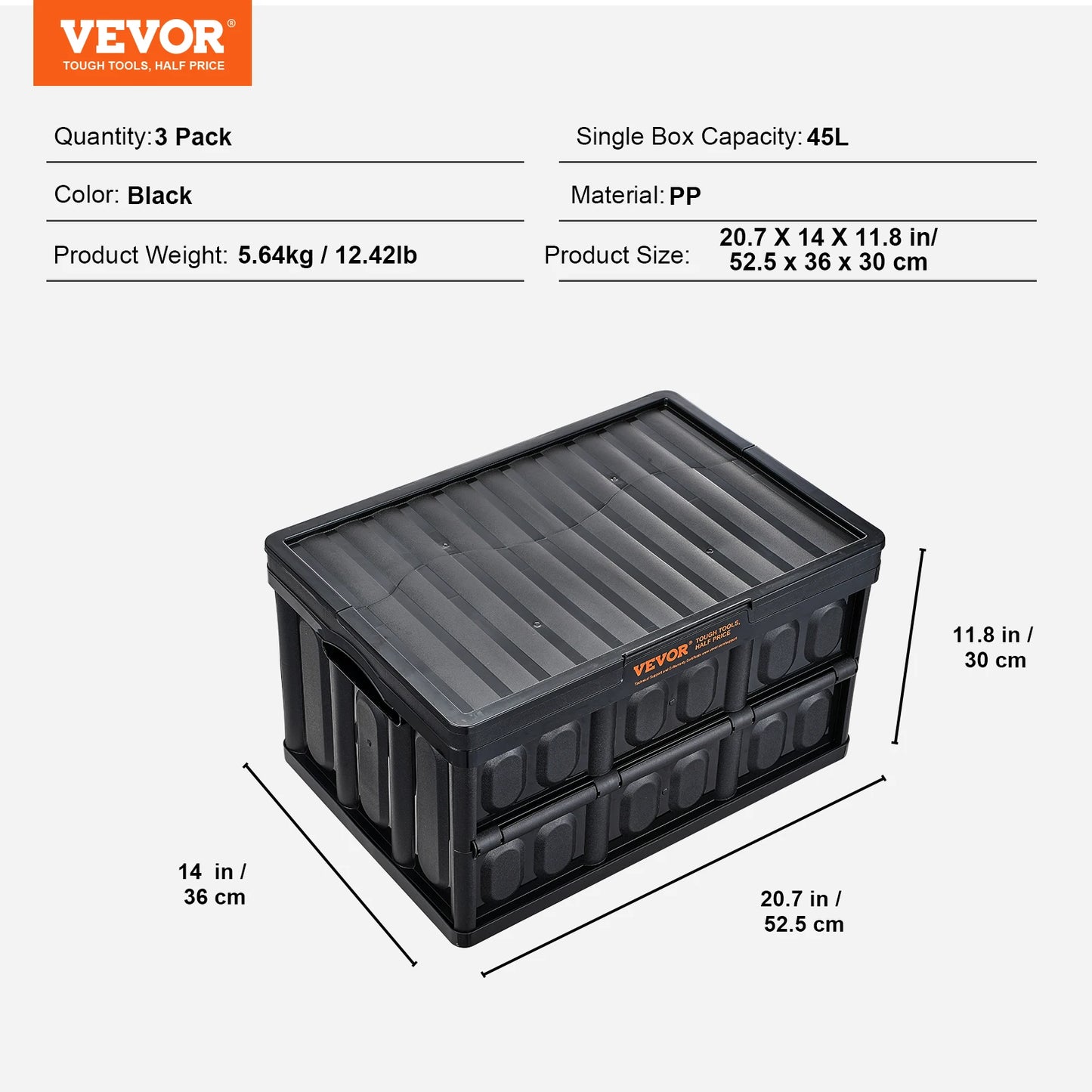 45L/65L Collapsible Storage Bins Folding Stackable