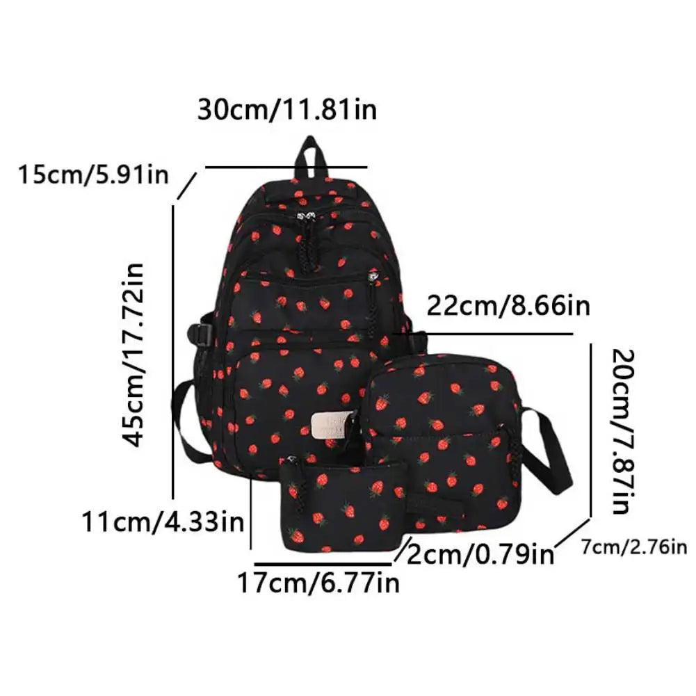 3Pcs/Set Print Backpack with Crossbody Bag and Small Purse
