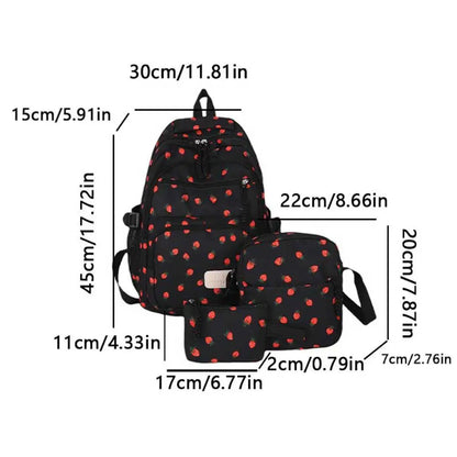 3Pcs/Set Print Backpack with Crossbody Bag and Small Purse