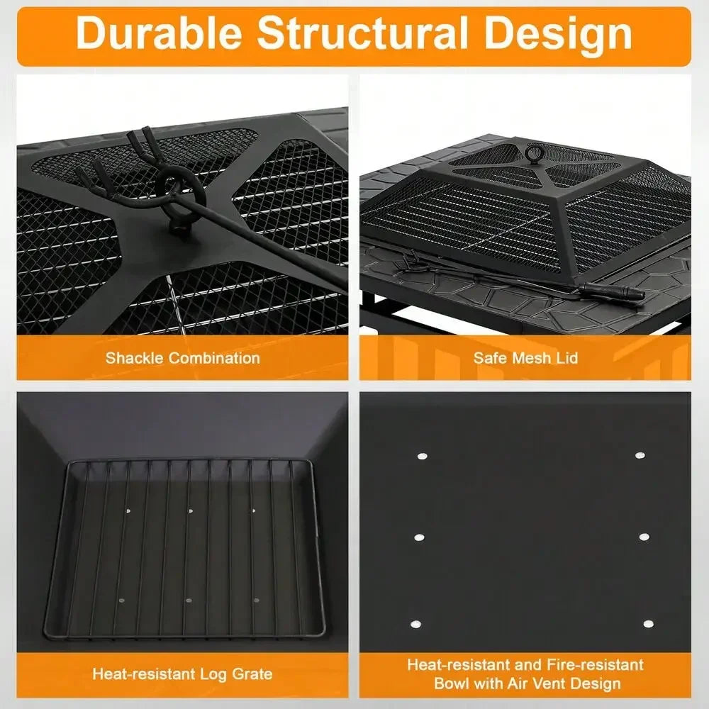 32" Square Metal Fire Pit