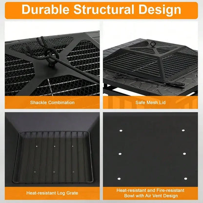 32" Square Metal Fire Pit