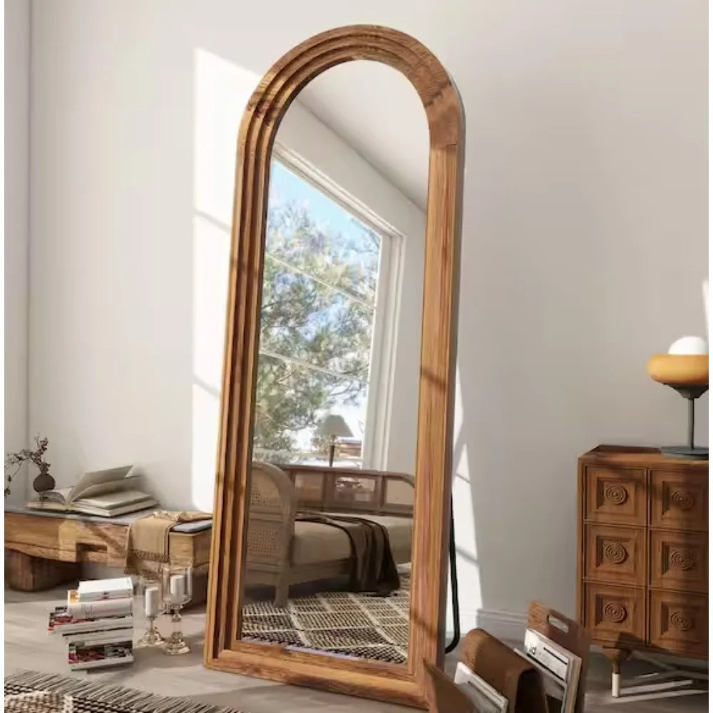 Arched Classic Wood Framed Full Length Floor Mirror