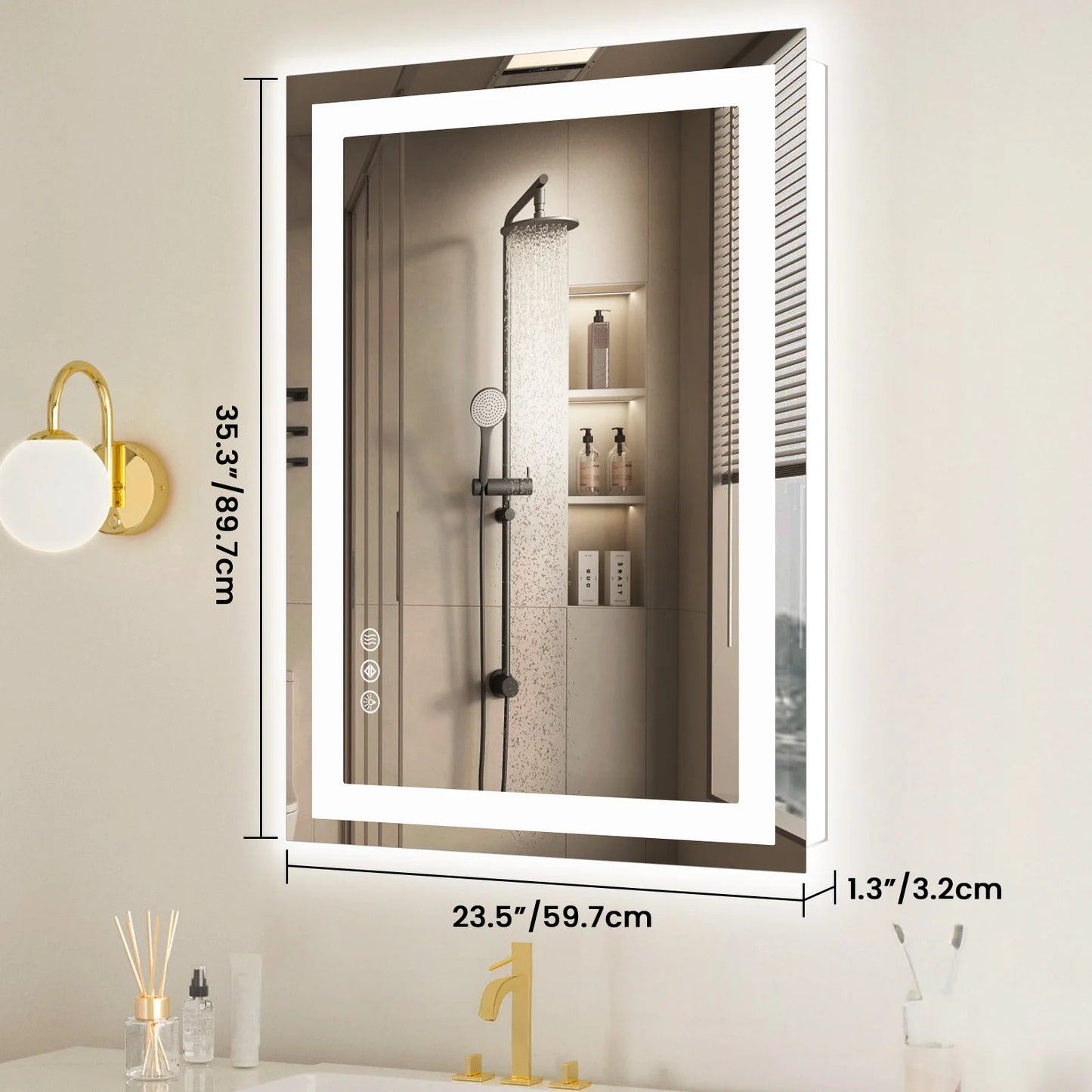 36"x 24"LED Bathroom Vanity Mirror Memory Function