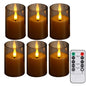 Flickering Flameless LED Pillar Candle Lights Embedded Star String