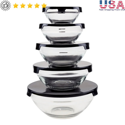 10 Piece Glass Storage Containers with Snap Lids