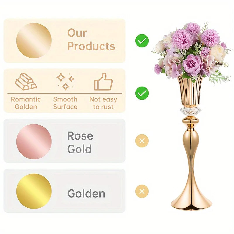 Set of 2/10 Crystal Flower Stands Centerpiece Vases