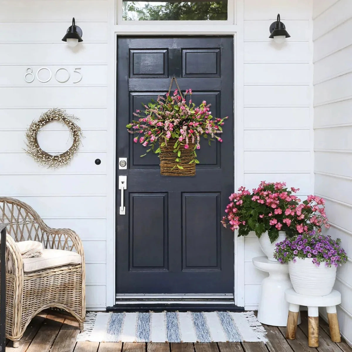 Wildflowers Door Hanging Basket Wreath