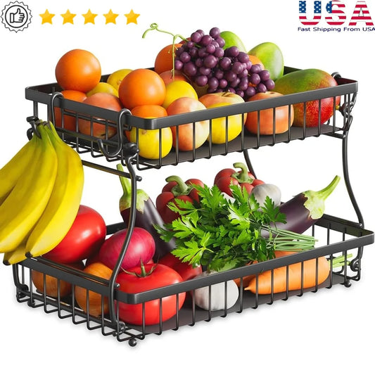 2 Tier Fruit Basket with Banana Hangers