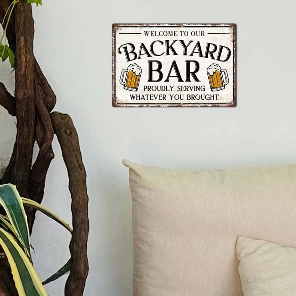 Welcome to Our Backyard Bar Vintage Sign