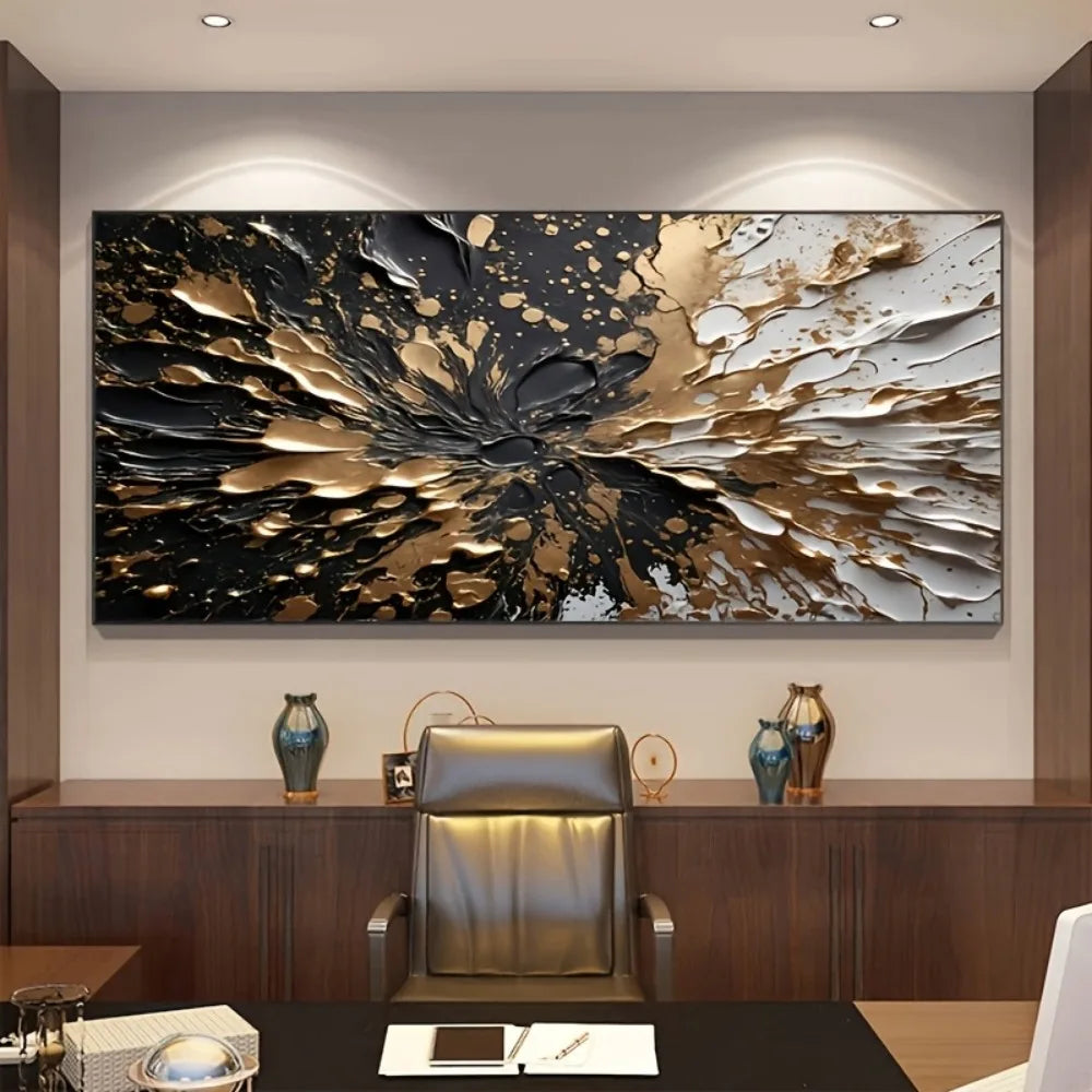 Modern abstract black gold wall mural