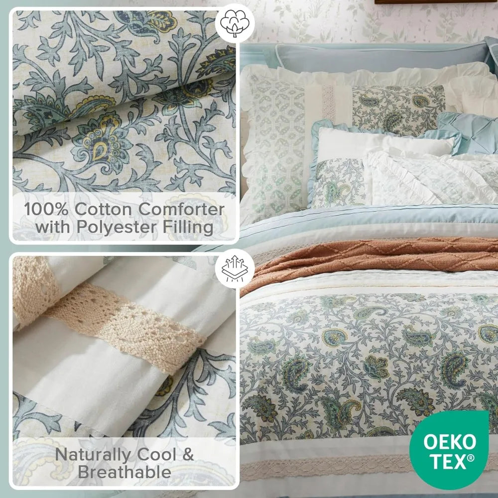 Cotton Shabby Chic Comforter 9 Piece Set