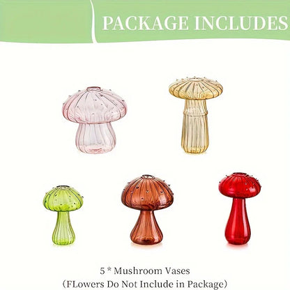 Set of 5 Mushroom Glass Vases