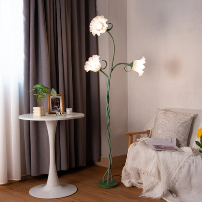 Retro 3-Head Flower Floor Lamp, Flexible Neck