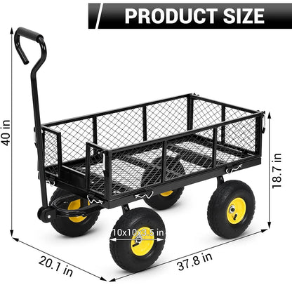 Heavy Duty Steel Garden Wagon Cart with 10" Tires