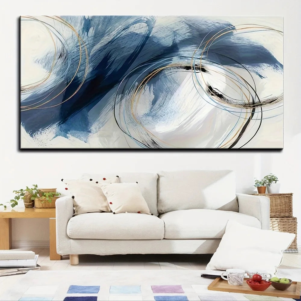 Gorgeous Blue Ink Line Art - Art Deco style