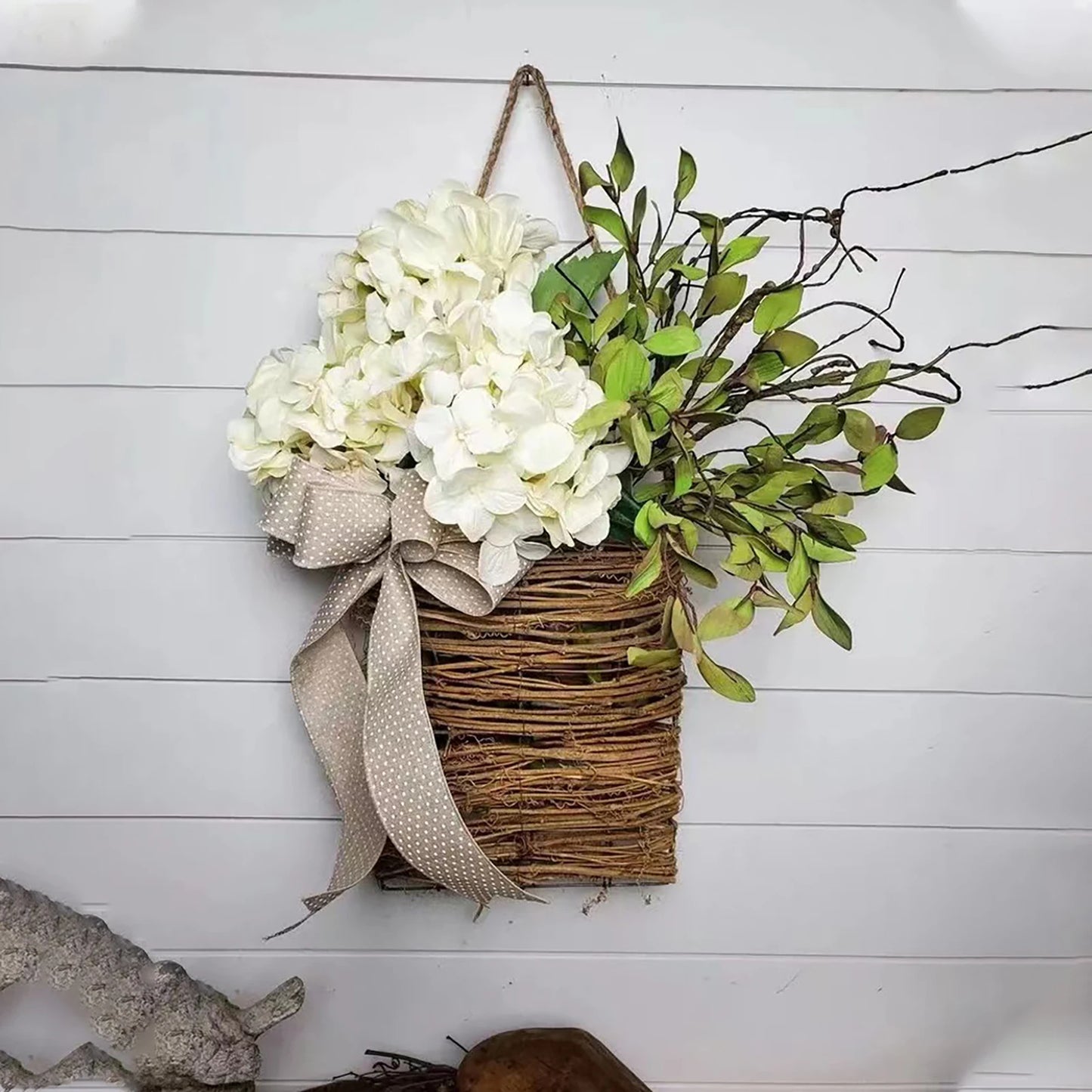 Hydrangea Flower Basket Door Hanging Wreath