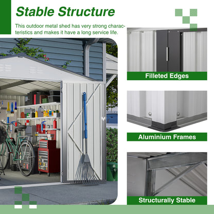 10X8 FT Storage Shed, All Weather with Lockable Doors