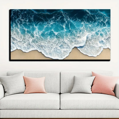Blue wave texture print painting
