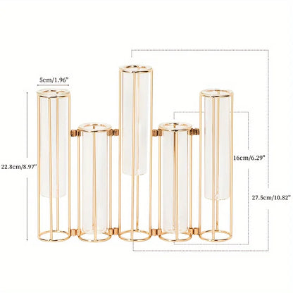Test Tube Vase with 5 Test Tubes, Metal Stand