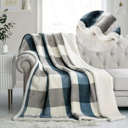 Sherpa Fleece Throw Blanket 60"" X 80"" Reversible