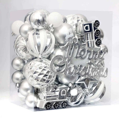 Christmas Ball Ornaments Set, 65 pcs Gold & White Shatterproof