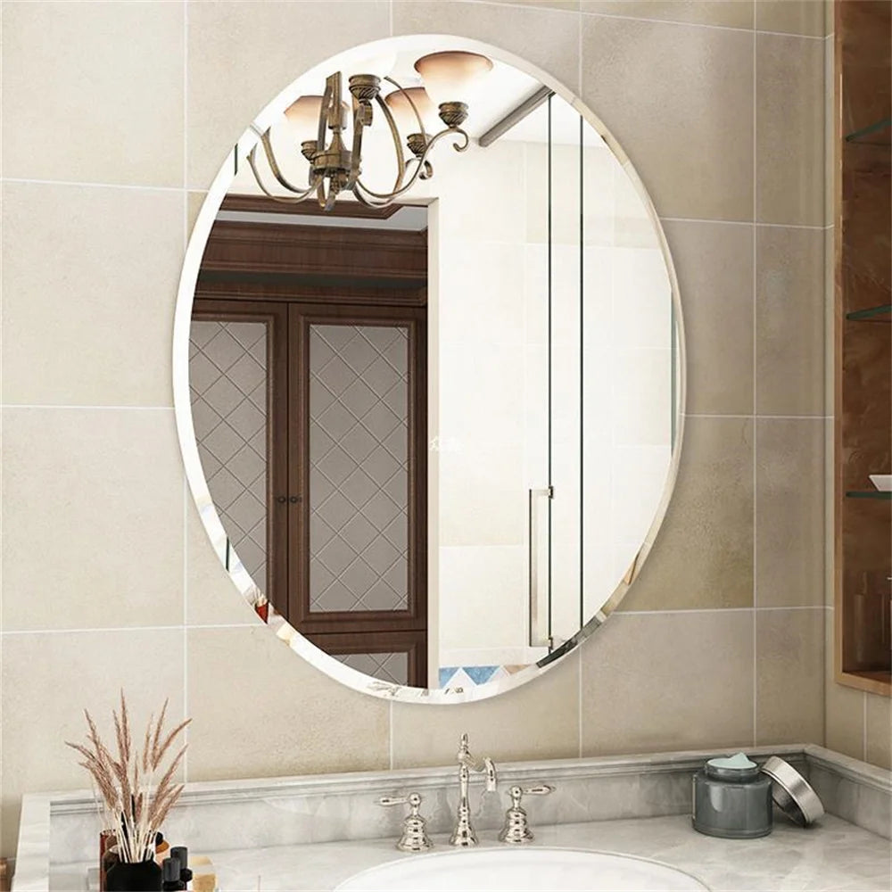 Frameless Oval Beveled Edge Wall Mirror
