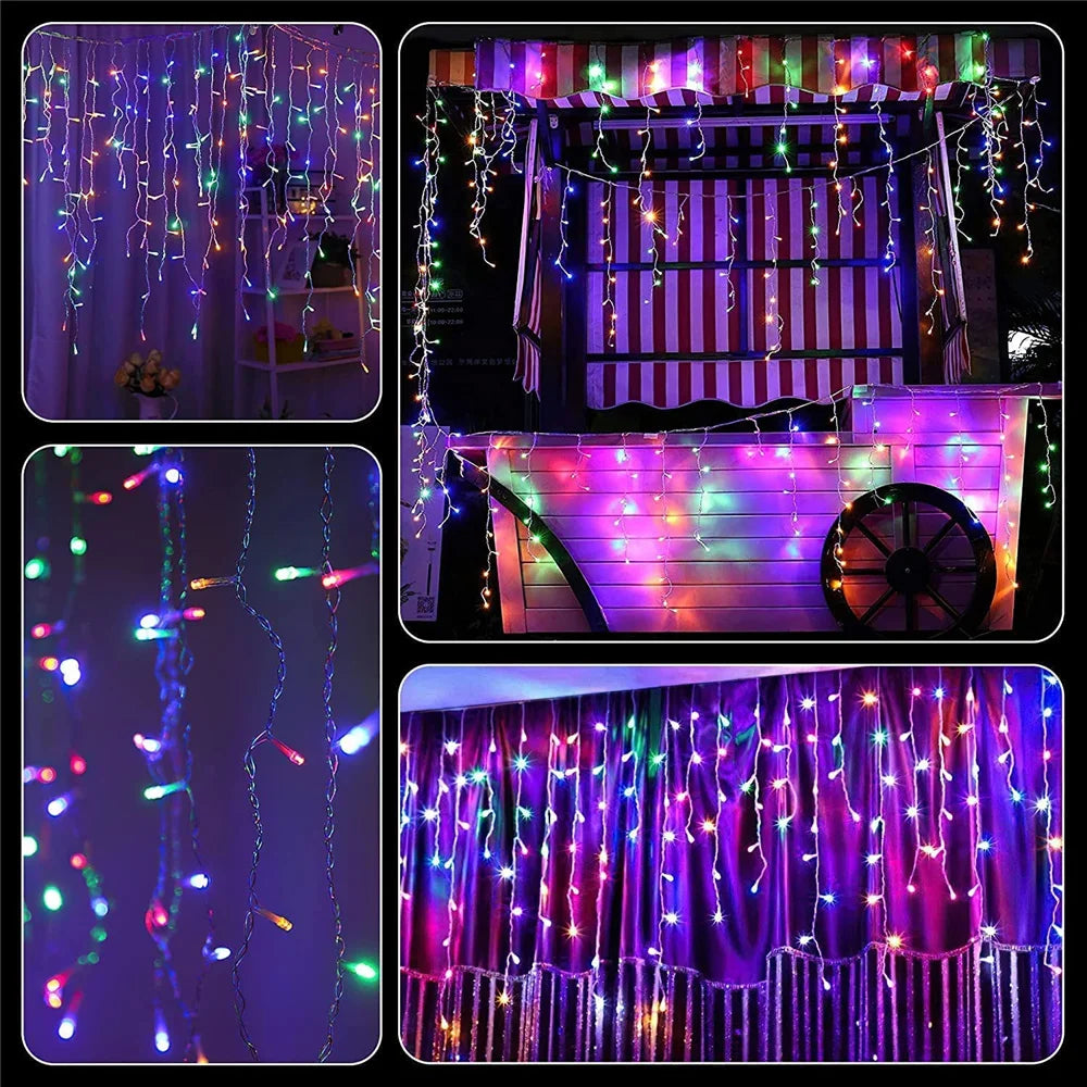 Solar Icicle Curtain Lights -  8 Modes