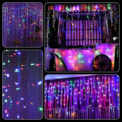 Solar Icicle Curtain Lights -  8 Modes