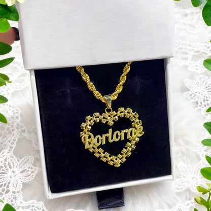 Custom Name Heart Frame Necklace
