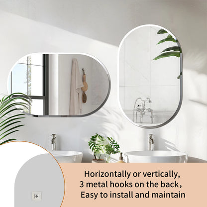 Oval Frameless Mirror - Beveled Polished Wall Mirror