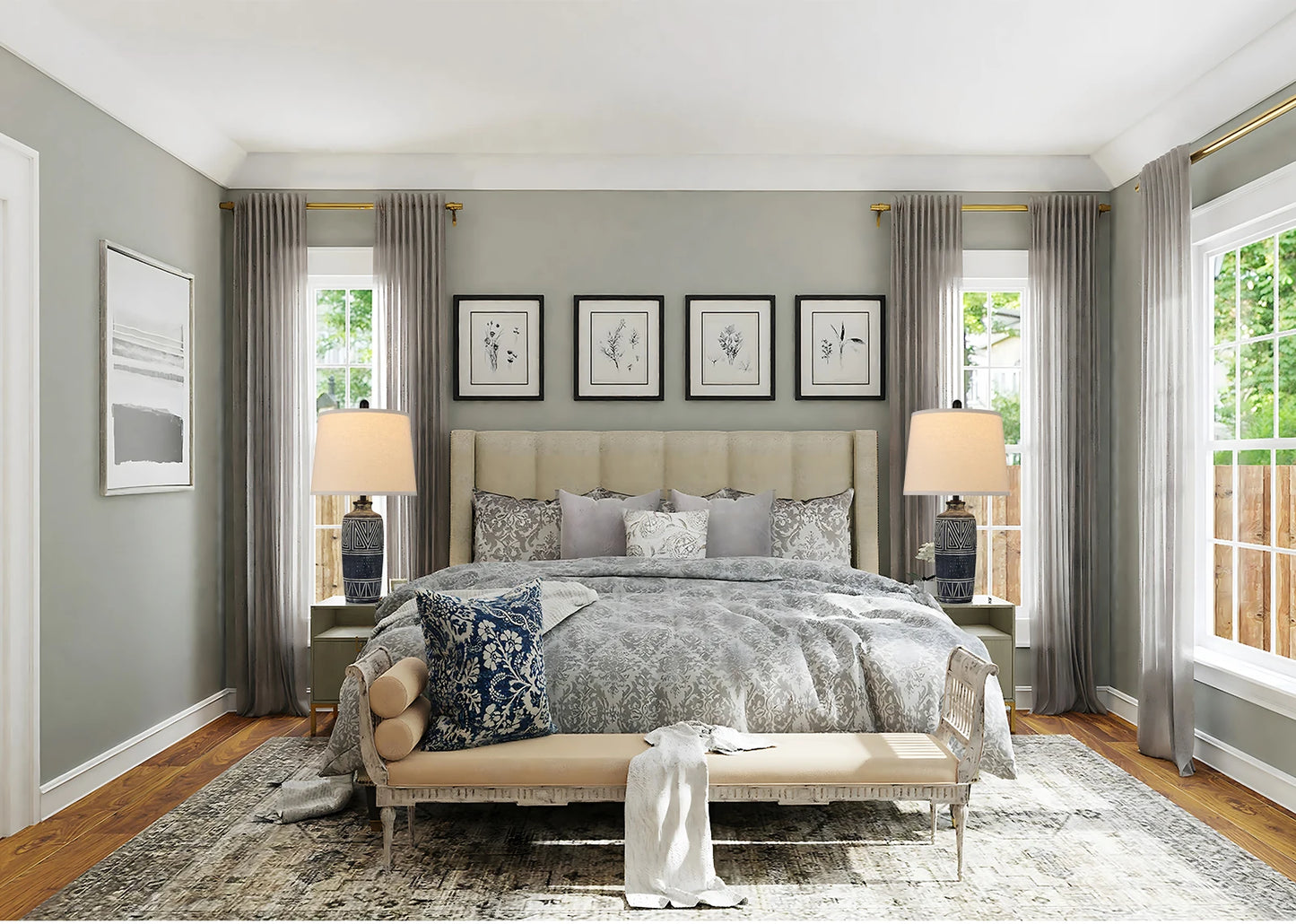 2 Pack 25-Inch Carved Geometric Ceramic Table Lamp