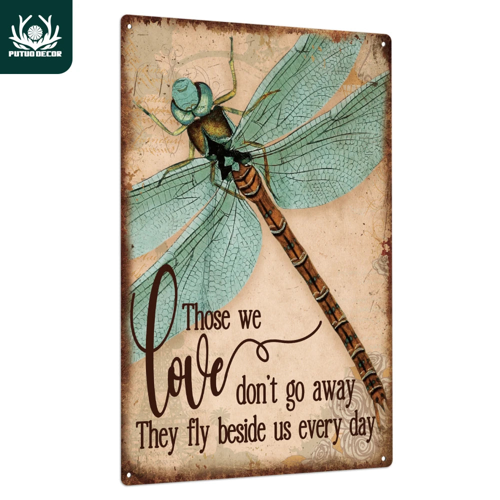 Dragonfly Metal Vintage Motivational Quote